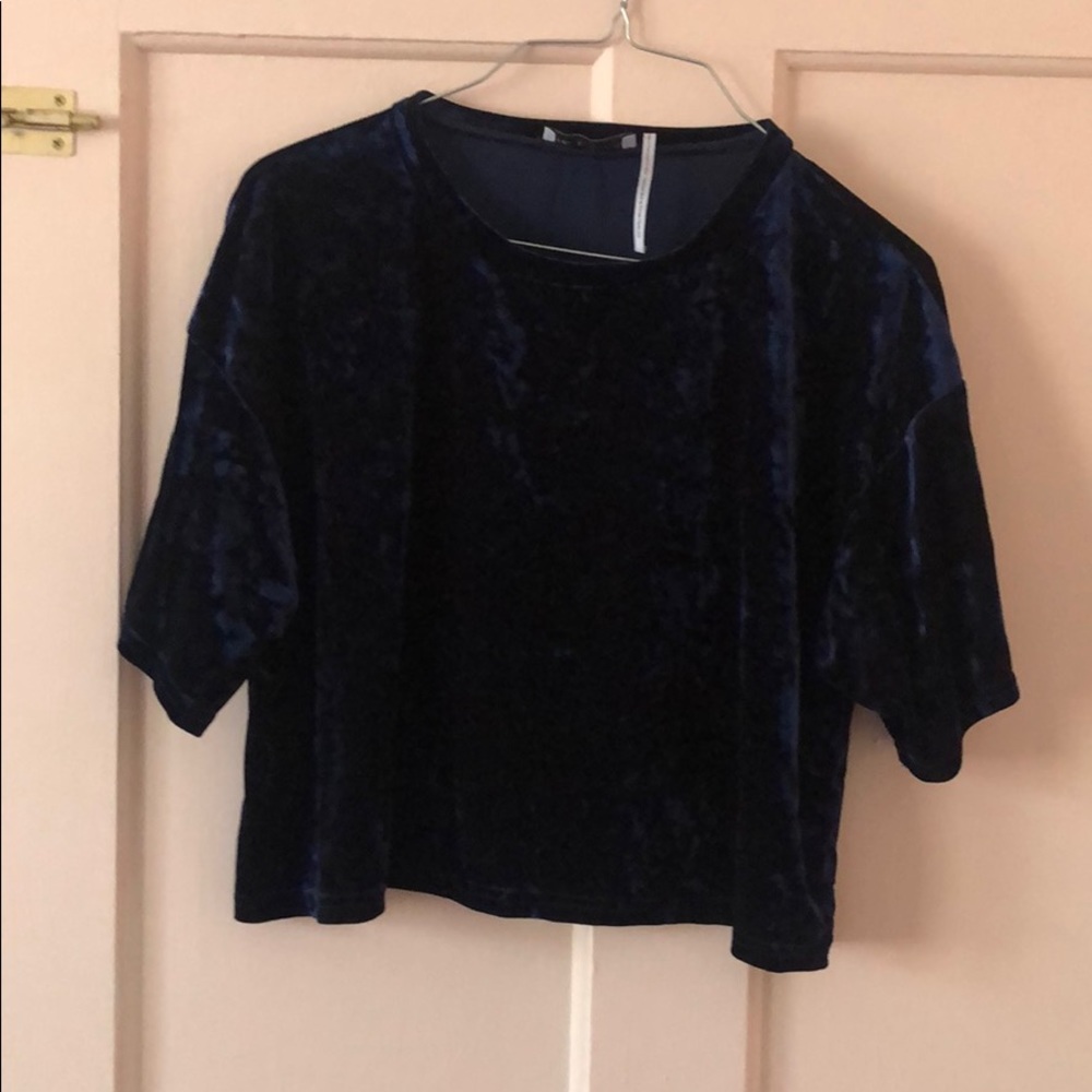 Indigo velvet crop top